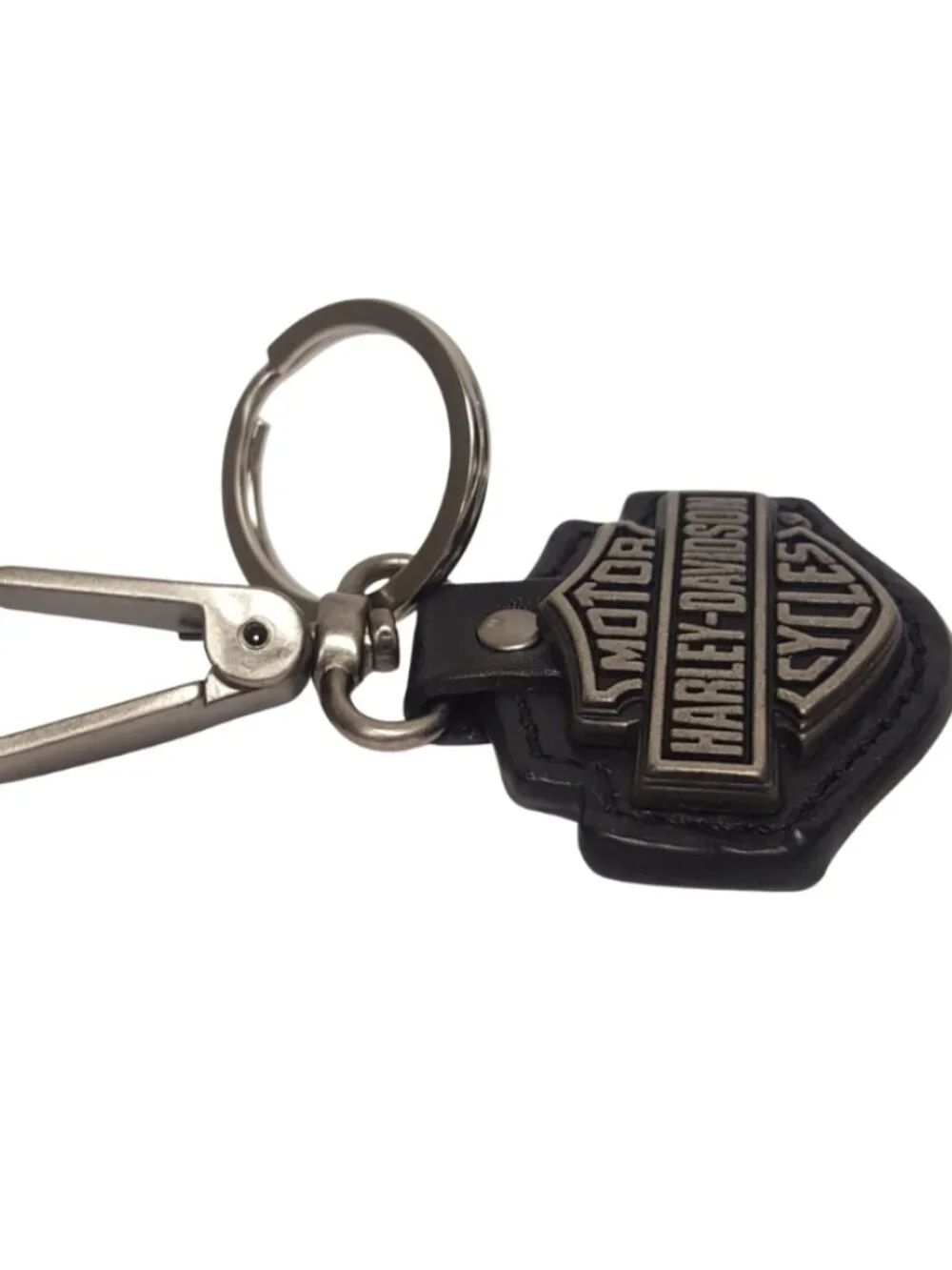 Leather Key Fob with Harley Davidson Bar Shield Deco
